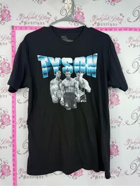 Mike Tyson tshirt boxing boxer Black Graphic Tee with Blue Logo